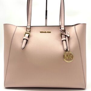 Michael Kors Charlotte LG Tote Bag 3 IN 1 Leather Shoulder Bag Powder Blush